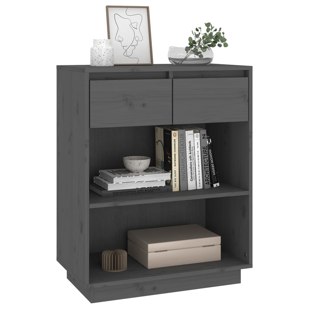 vidaXL Dulap consolă, gri, 60x34x75 cm, lemn masiv de pin vidaXL Dulap consolă, gri, 60x34x75 cm, lemn masiv de pin