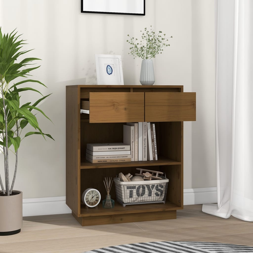 vidaXL Dulap consolă, maro miere, 60x34x75 cm, lemn masiv de pin vidaXL Dulap consolă, maro miere, 60x34x75 cm, lemn masiv de pin