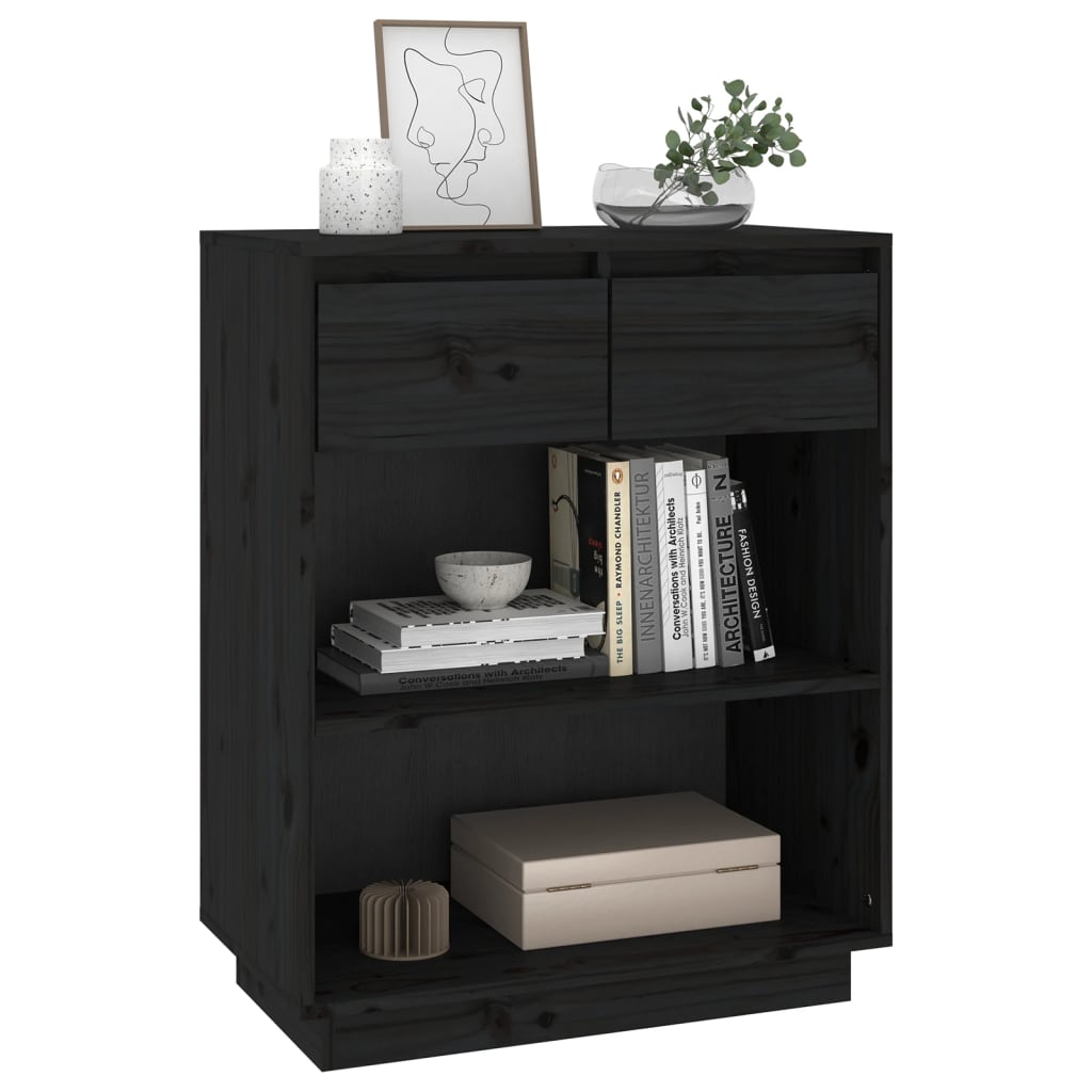vidaXL Dulap consolă, negru, 60x34x75 cm, lemn masiv de pin vidaXL Dulap consolă, negru, 60x34x75 cm, lemn masiv de pin