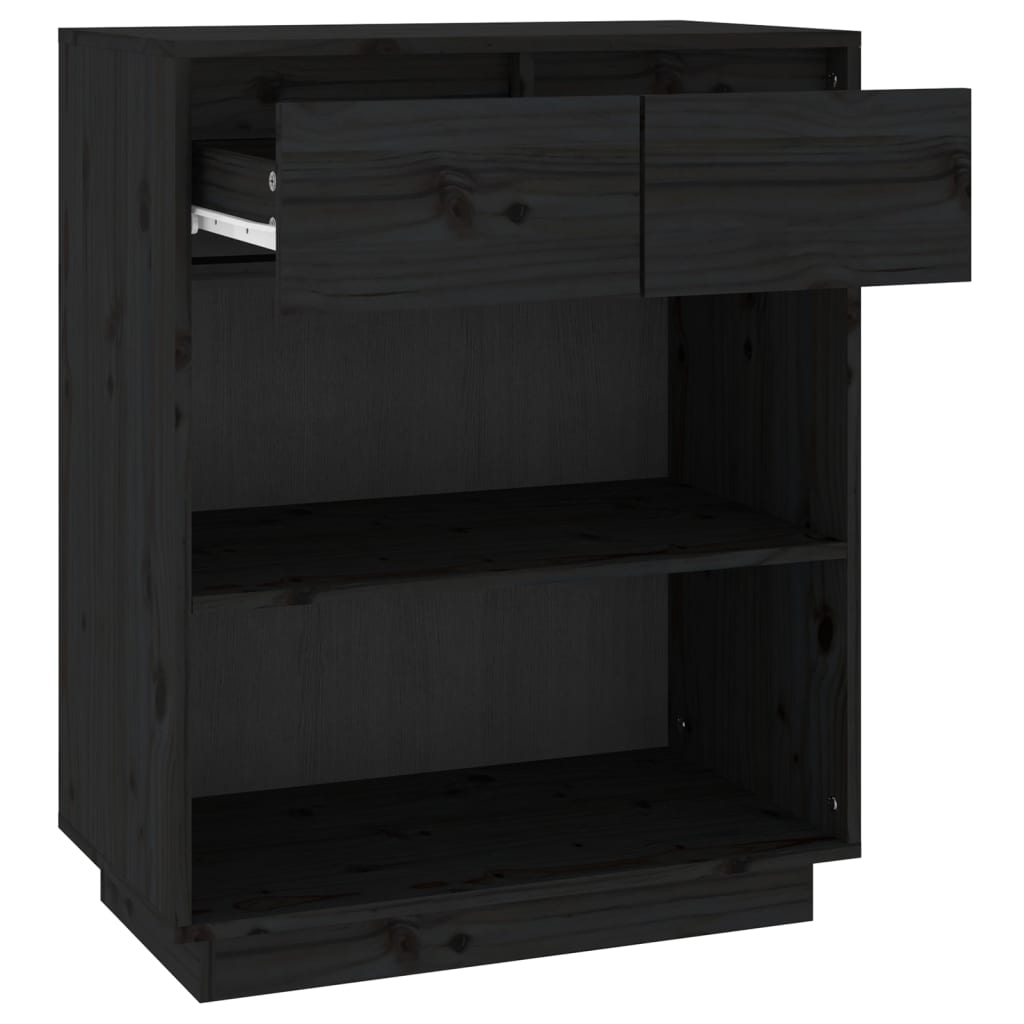 vidaXL Dulap consolă, negru, 60x34x75 cm, lemn masiv de pin vidaXL Dulap consolă, negru, 60x34x75 cm, lemn masiv de pin