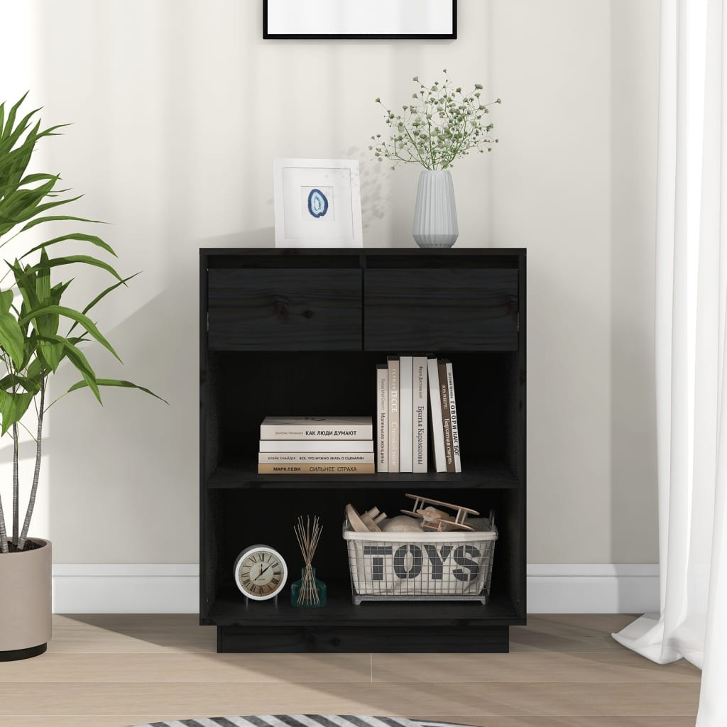 vidaXL Dulap consolă, negru, 60x34x75 cm, lemn masiv de pin vidaXL Dulap consolă, negru, 60x34x75 cm, lemn masiv de pin