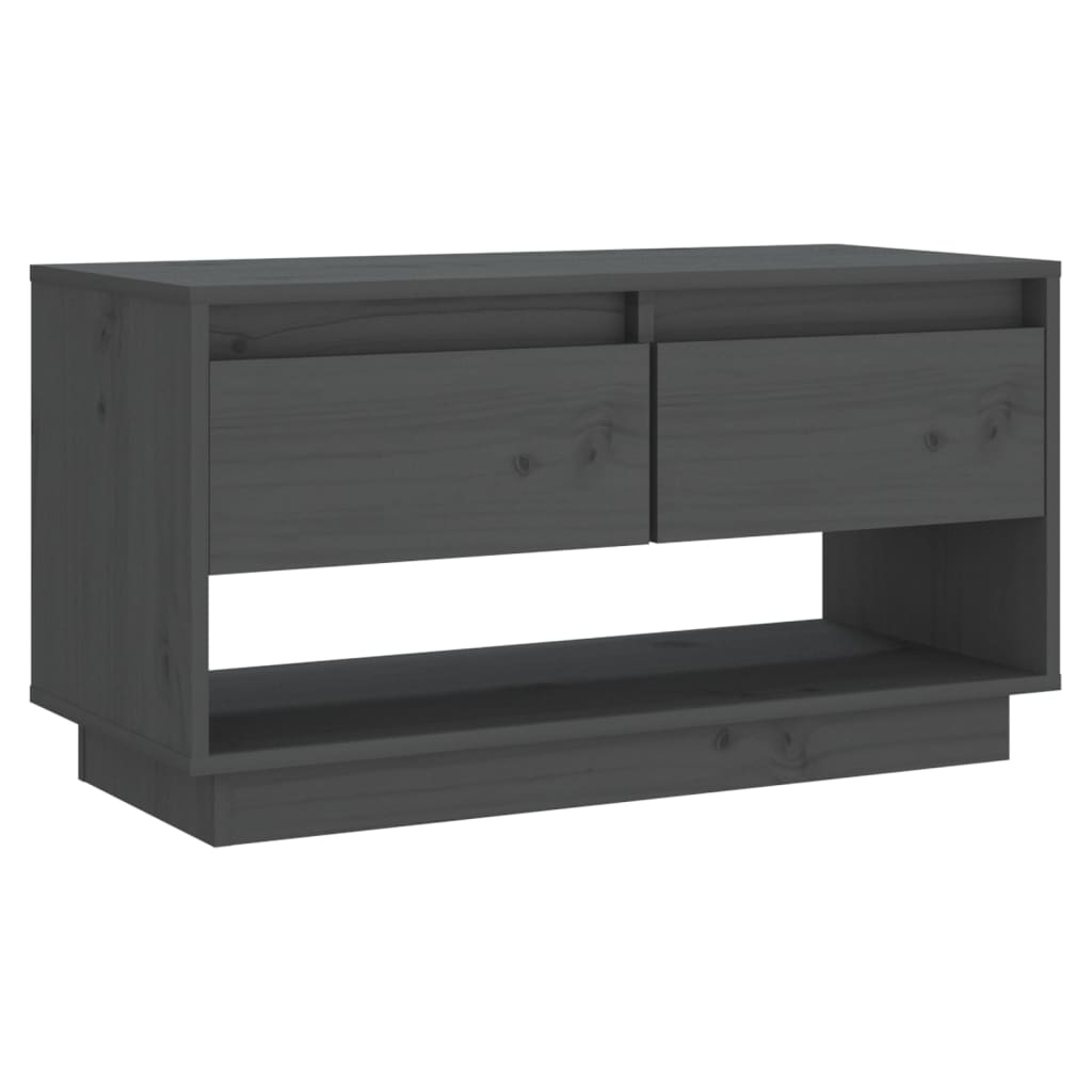 vidaXL Comodă TV, gri, 74x34x40 cm, lemn masiv de pin vidaXL Comodă TV, gri, 74x34x40 cm, lemn masiv de pin