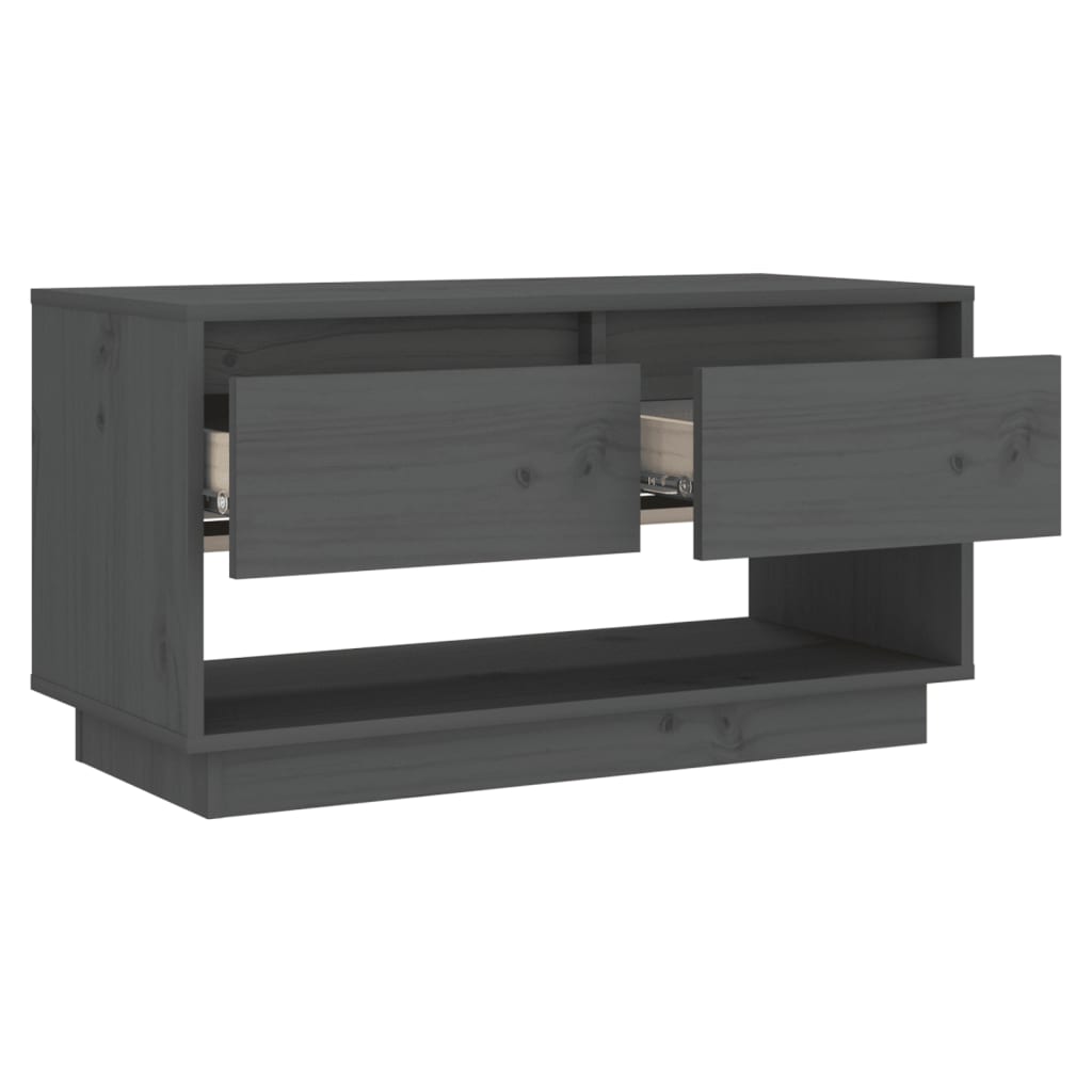 vidaXL Comodă TV, gri, 74x34x40 cm, lemn masiv de pin vidaXL Comodă TV, gri, 74x34x40 cm, lemn masiv de pin