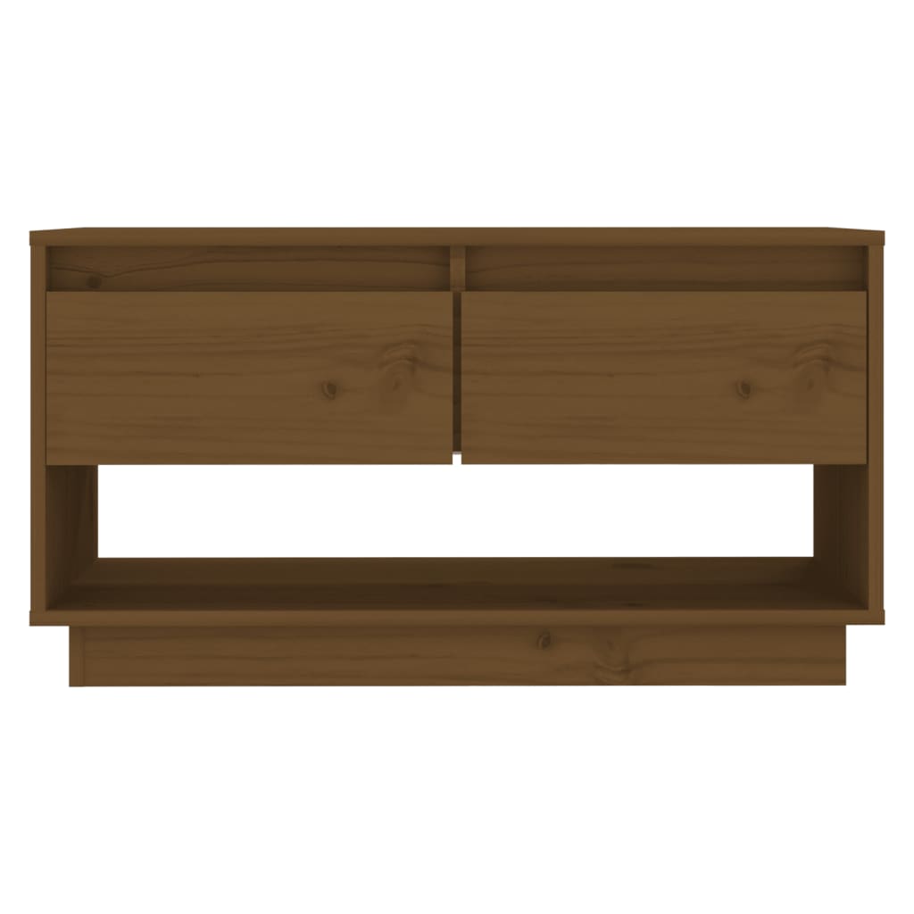 vidaXL Comodă TV, maro miere, 74x34x40 cm, lemn masiv de pin vidaXL Comodă TV, maro miere, 74x34x40 cm, lemn masiv de pin