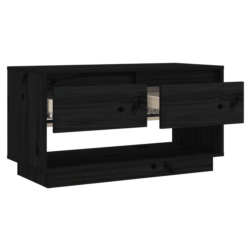 vidaXL Comodă TV, negru, 74x34x40 cm, lemn masiv de pin