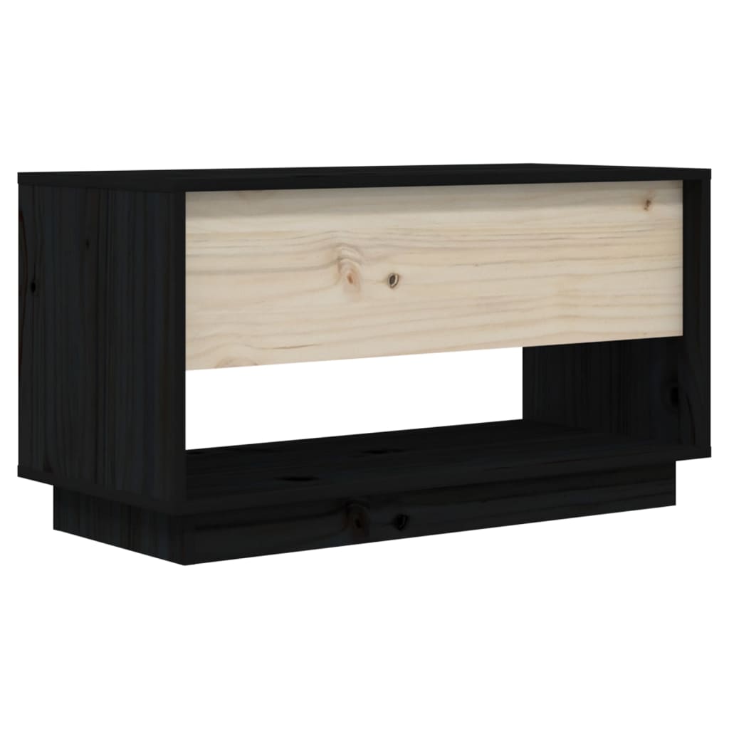 vidaXL Comodă TV, negru, 74x34x40 cm, lemn masiv de pin