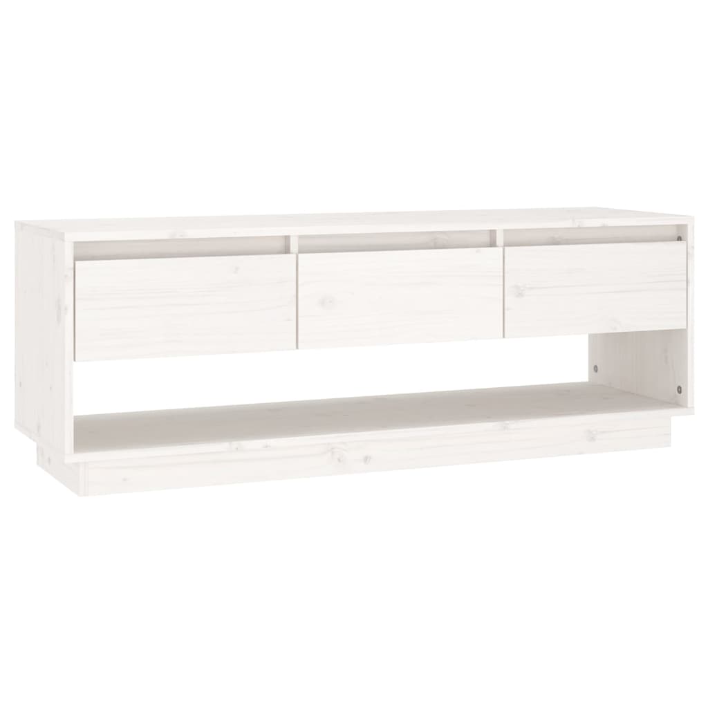 vidaXL Comodă TV, alb, 110,5x34x40 cm, lemn masiv de pin
