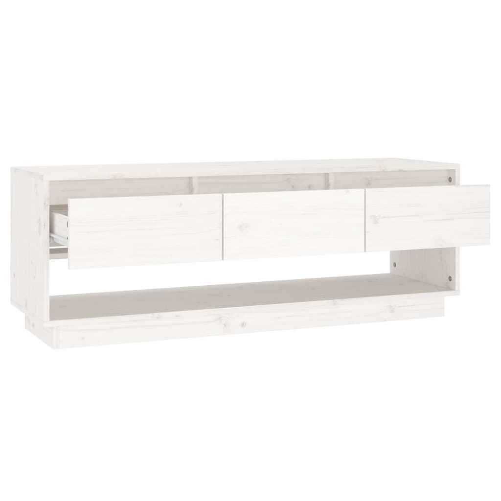 vidaXL Comodă TV, alb, 110,5x34x40 cm, lemn masiv de pin