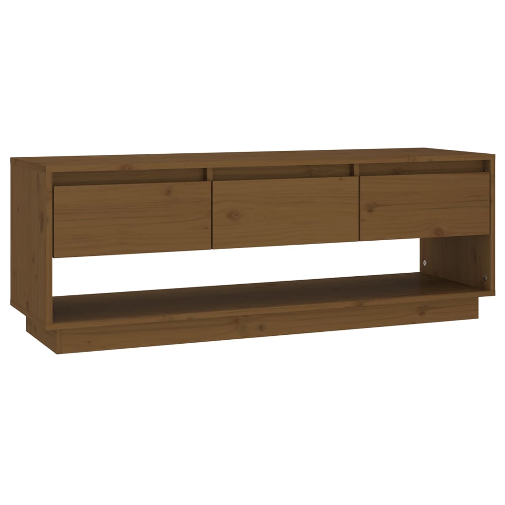 vidaXL Comodă TV, maro miere, 110,5x34x40 cm, lemn masiv de pin vidaXL Comodă TV, maro miere, 110,5x34x40 cm, lemn masiv de pin