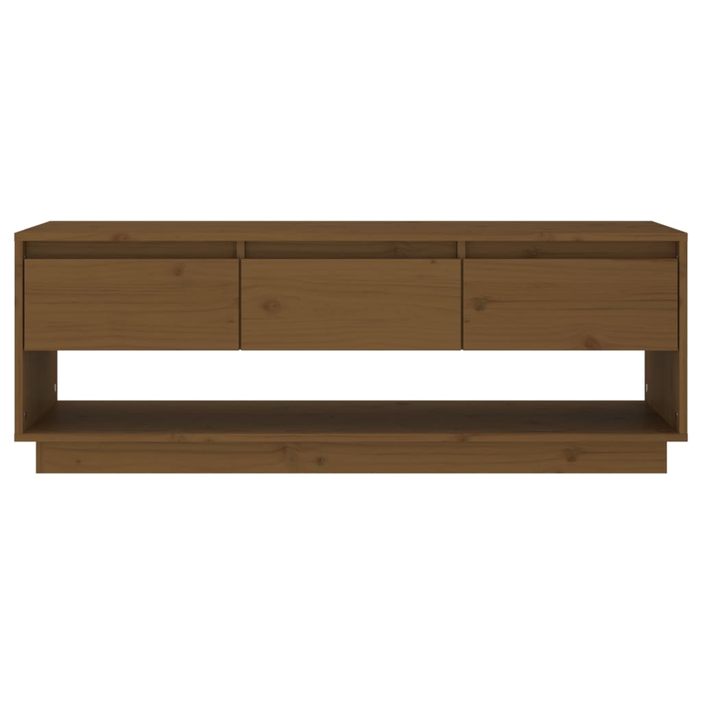 vidaXL Comodă TV, maro miere, 110,5x34x40 cm, lemn masiv de pin vidaXL Comodă TV, maro miere, 110,5x34x40 cm, lemn masiv de pin