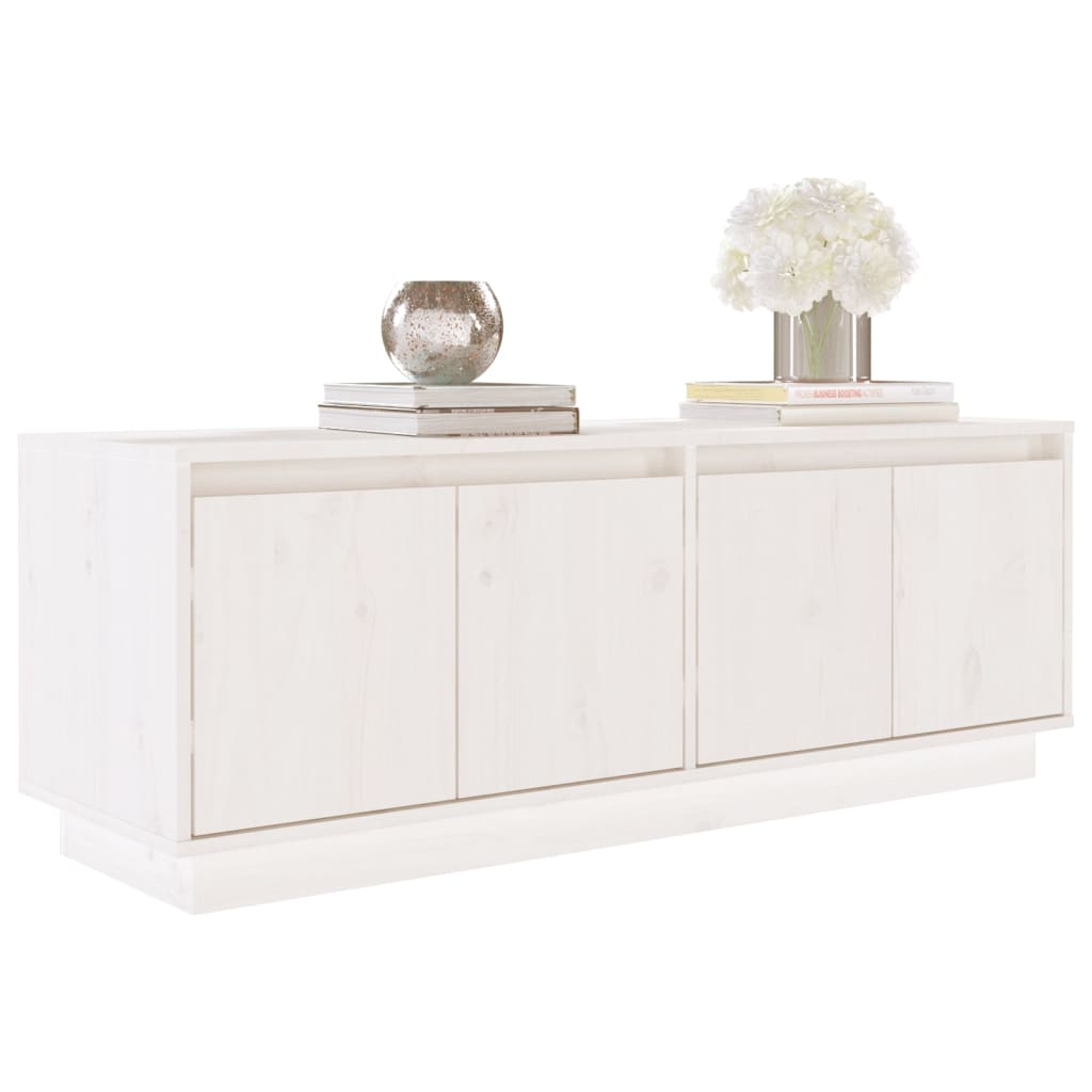vidaXL Comodă TV, alb, 110x34x40 cm, lemn masiv de pin