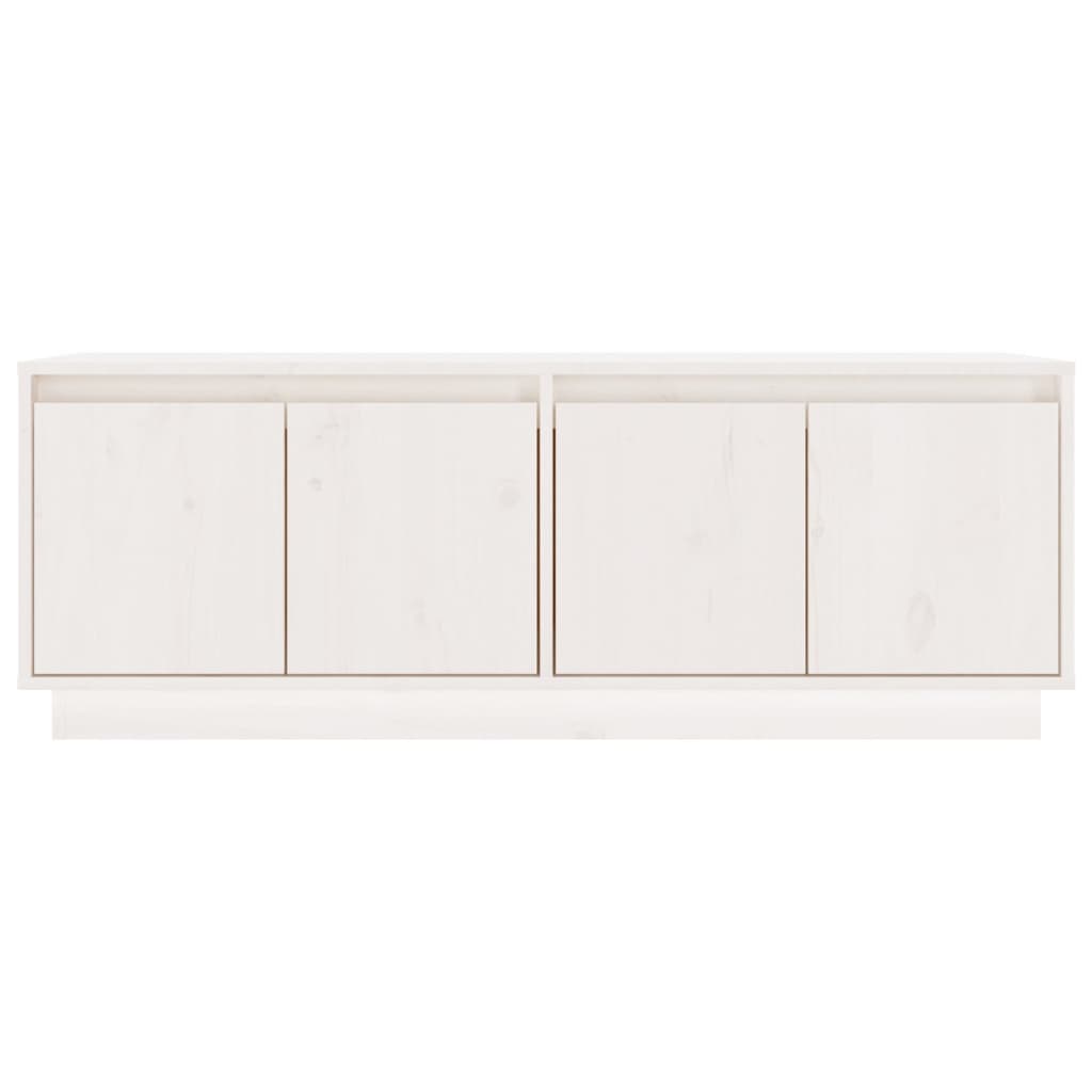 vidaXL Comodă TV, alb, 110x34x40 cm, lemn masiv de pin