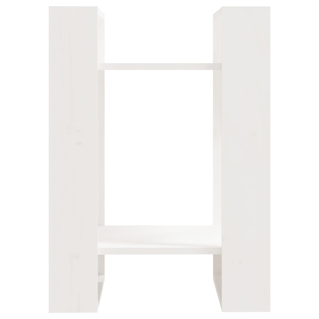 vidaXL Bibliotecă/Separator cameră, alb, 41x35x57 cm, lemn masiv pin