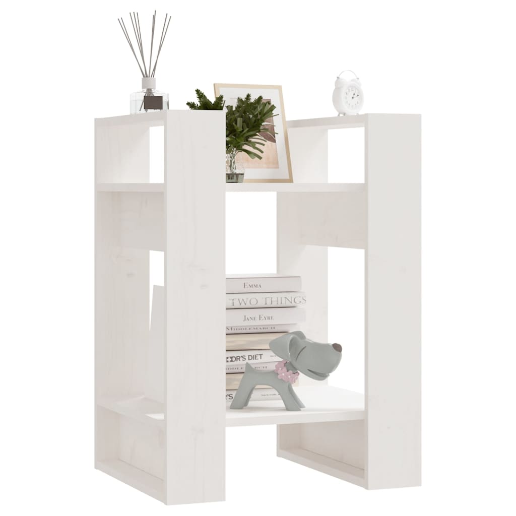 vidaXL Bibliotecă/Separator cameră, alb, 41x35x57 cm, lemn masiv pin