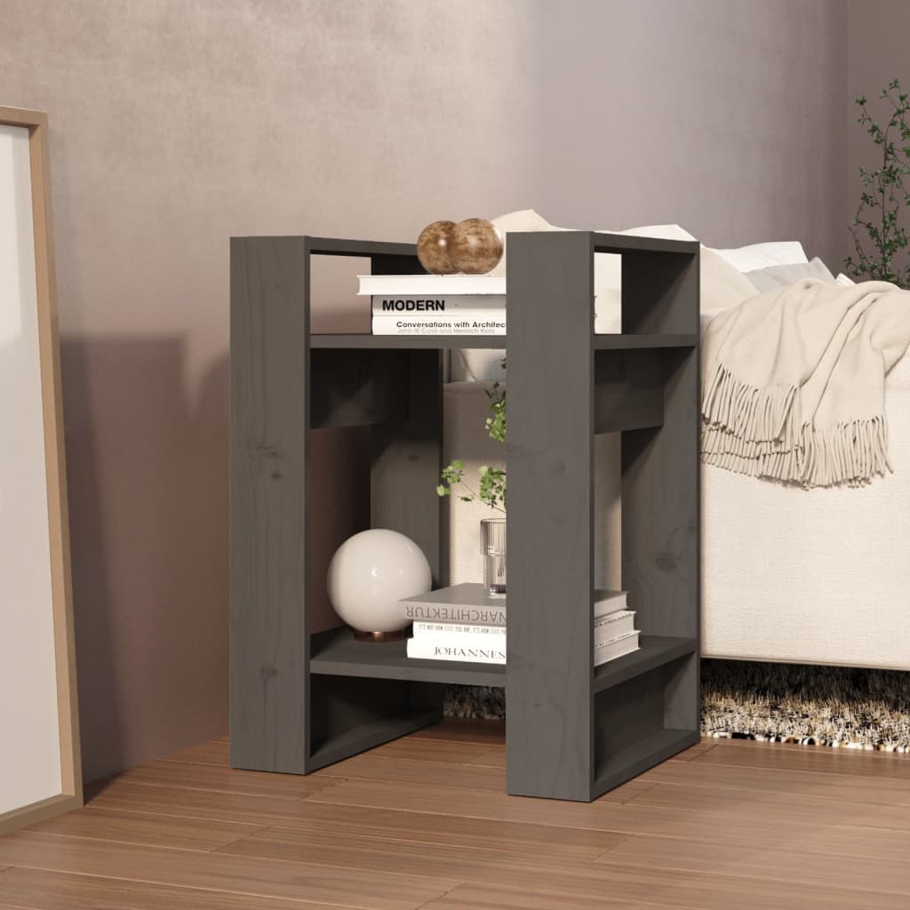 vidaXL Bibliotecă/Separator cameră, gri, 41x35x57 cm, lemn masiv pin vidaXL Bibliotecă/Separator cameră, gri, 41x35x57 cm, lemn masiv pin