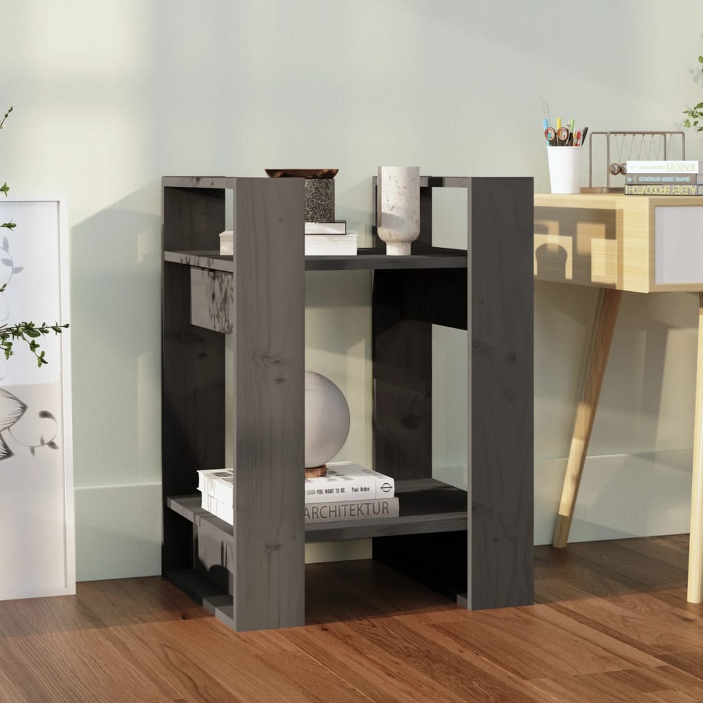 vidaXL Bibliotecă/Separator cameră, gri, 41x35x57 cm, lemn masiv pin vidaXL Bibliotecă/Separator cameră, gri, 41x35x57 cm, lemn masiv pin