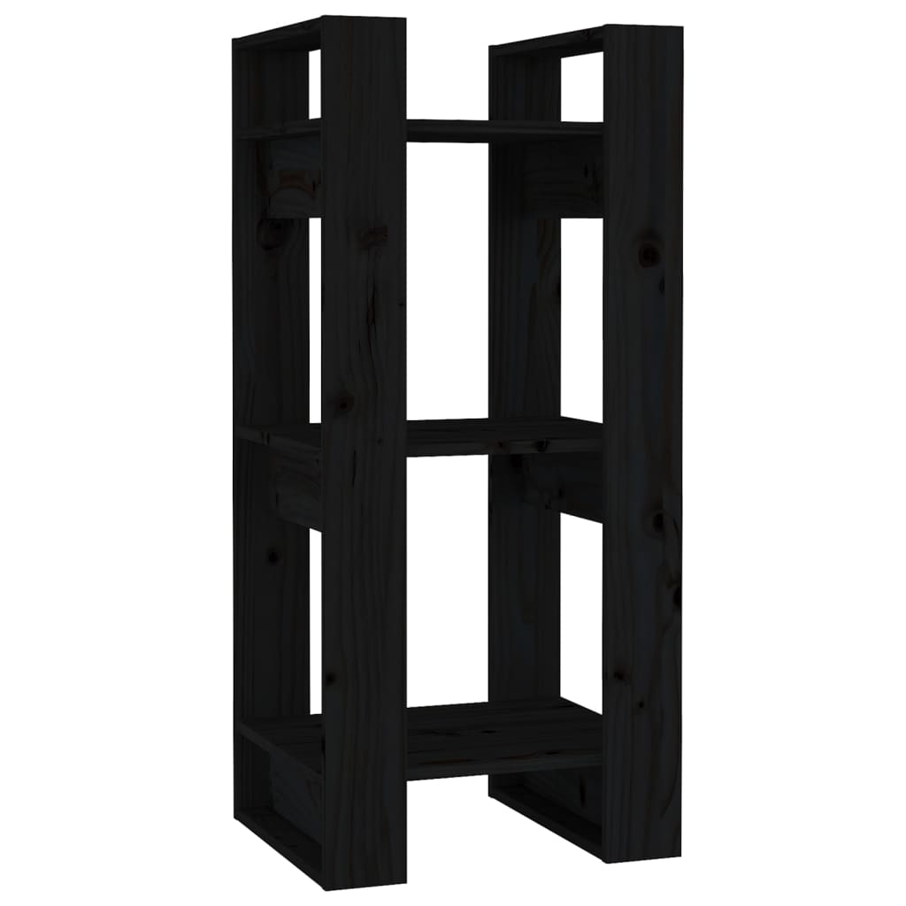 vidaXL Bibliotecă/Separator cameră, negru, 41x35x91 cm, lemn masiv pin vidaXL Bibliotecă/Separator cameră, negru, 41x35x91 cm, lemn masiv pin