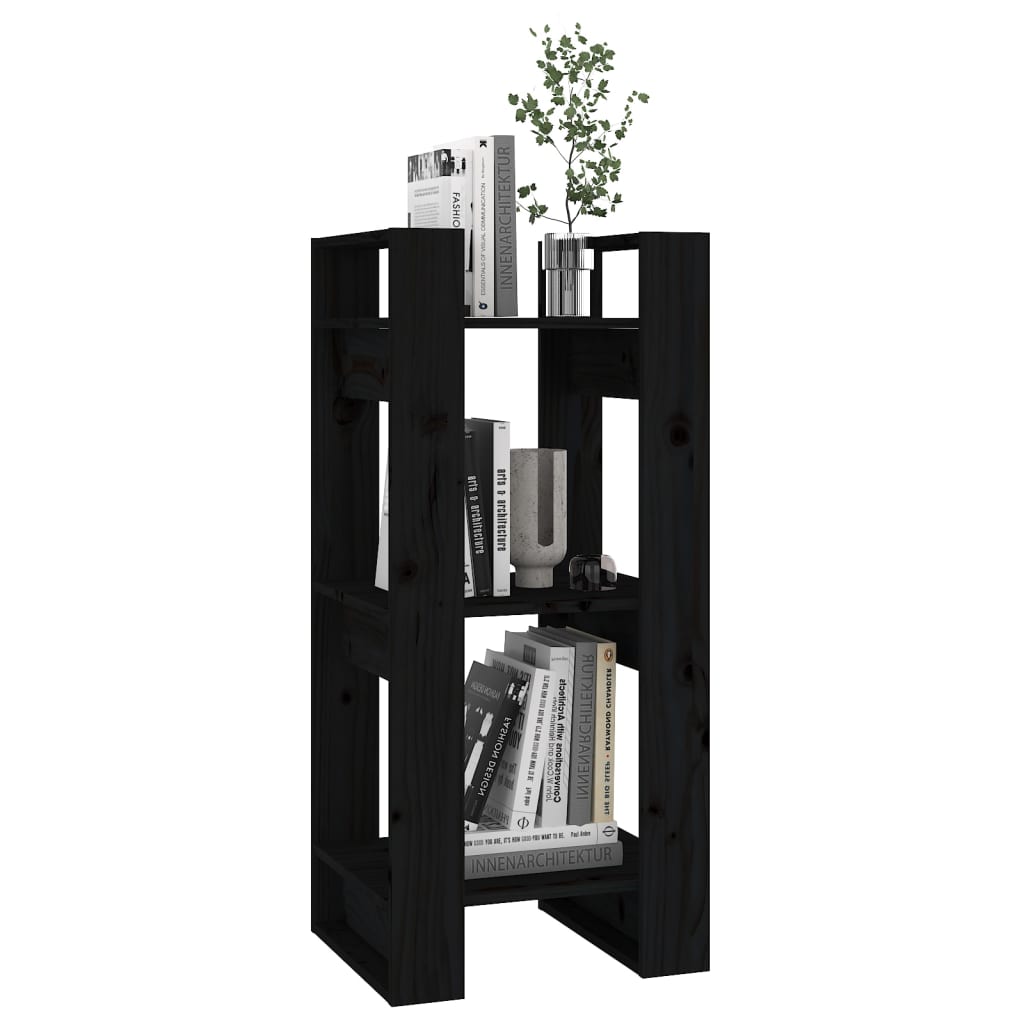 vidaXL Bibliotecă/Separator cameră, negru, 41x35x91 cm, lemn masiv pin vidaXL Bibliotecă/Separator cameră, negru, 41x35x91 cm, lemn masiv pin