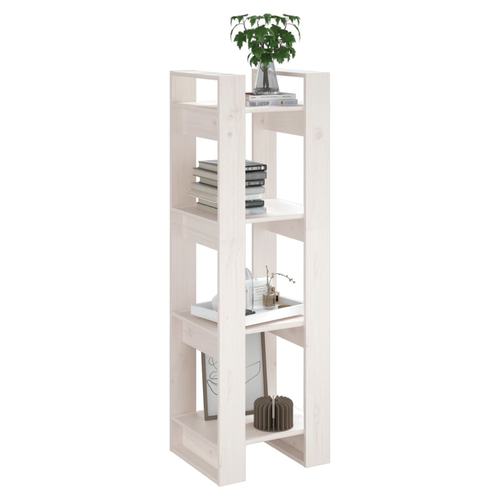 vidaXL Bibliotecă/Separator cameră, alb, 41x35x125 cm, lemn masiv pin vidaXL Bibliotecă/Separator cameră, alb, 41x35x125 cm, lemn masiv pin