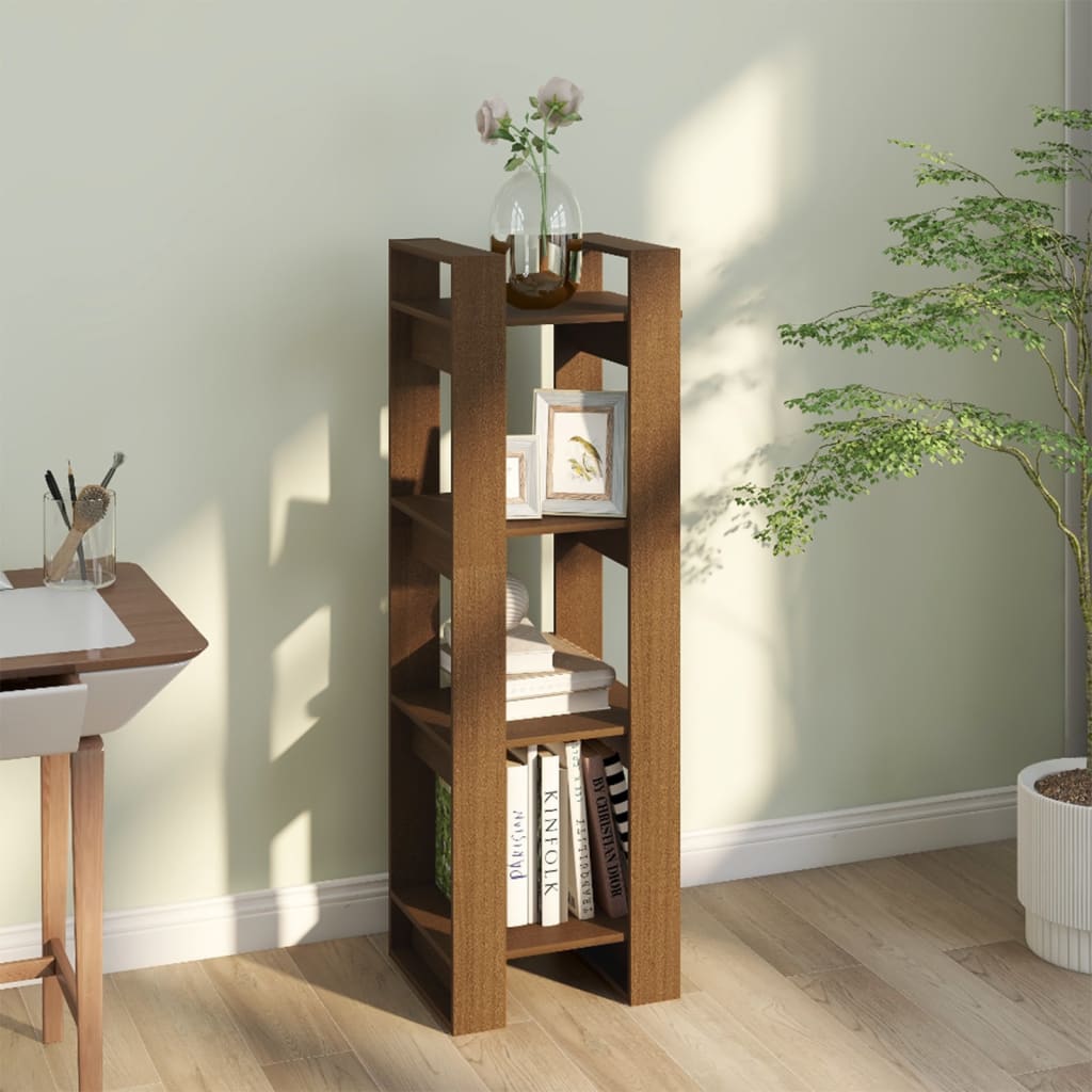vidaXL Bibliotecă/Separator cameră maro miere 41x35x125 cm lemn masiv vidaXL Bibliotecă/Separator cameră maro miere 41x35x125 cm lemn masiv