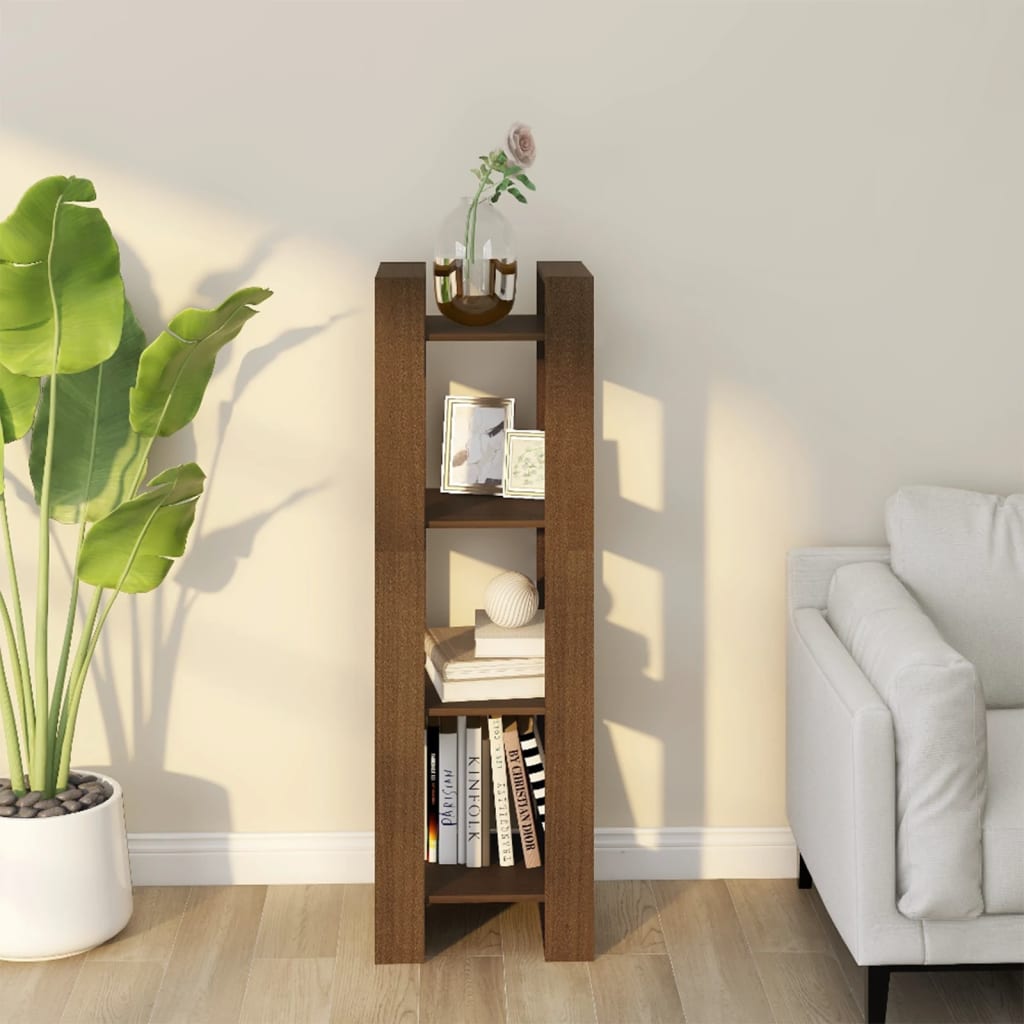vidaXL Bibliotecă/Separator cameră maro miere 41x35x125 cm lemn masiv vidaXL Bibliotecă/Separator cameră maro miere 41x35x125 cm lemn masiv