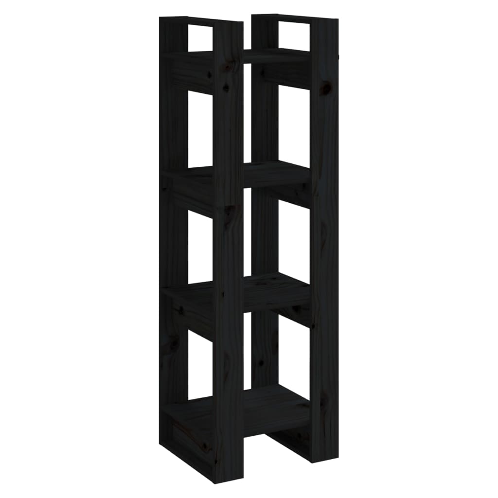 vidaXL Bibliotecă/Separator cameră negru 41x35x125 cm lemn masiv pin