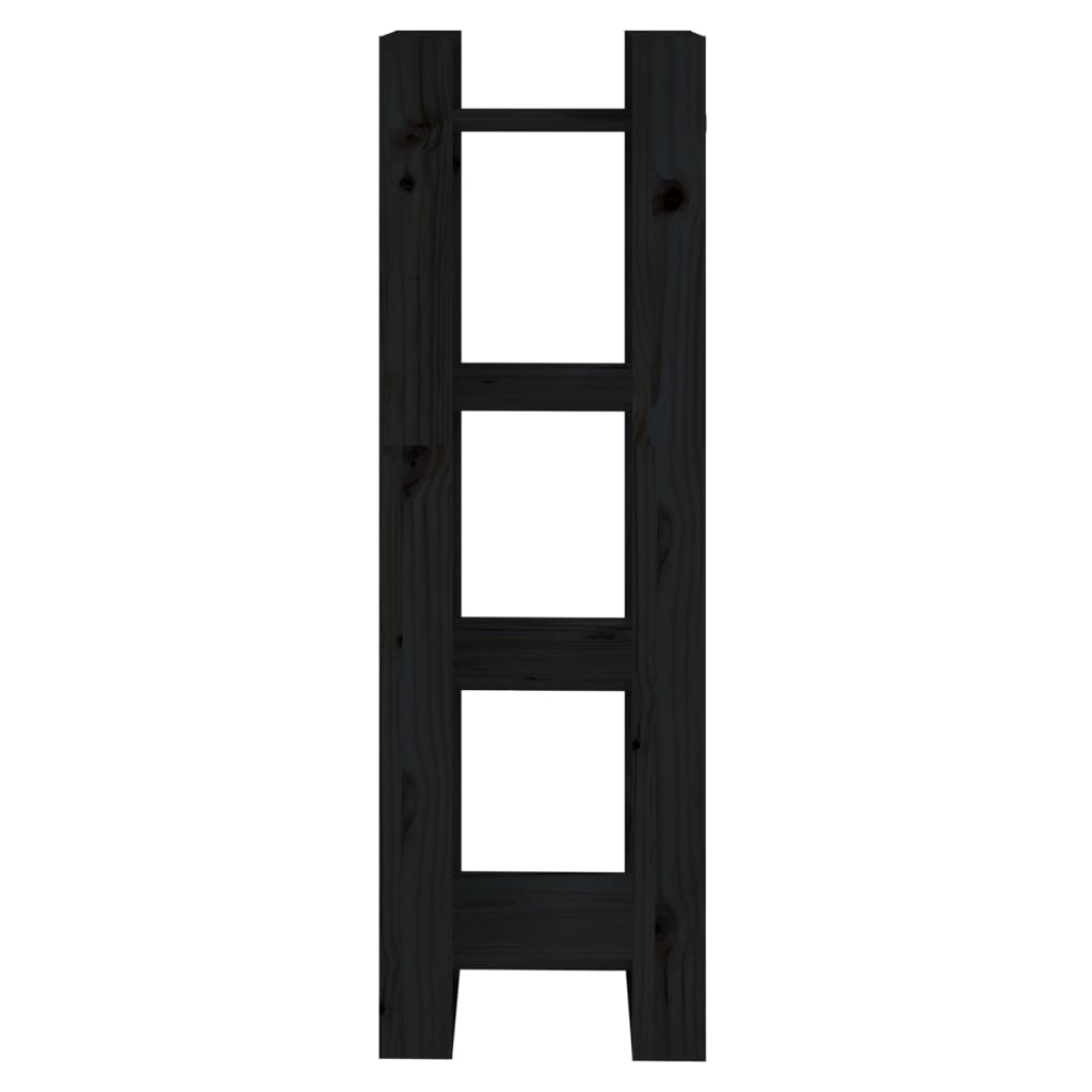 vidaXL Bibliotecă/Separator cameră negru 41x35x125 cm lemn masiv pin