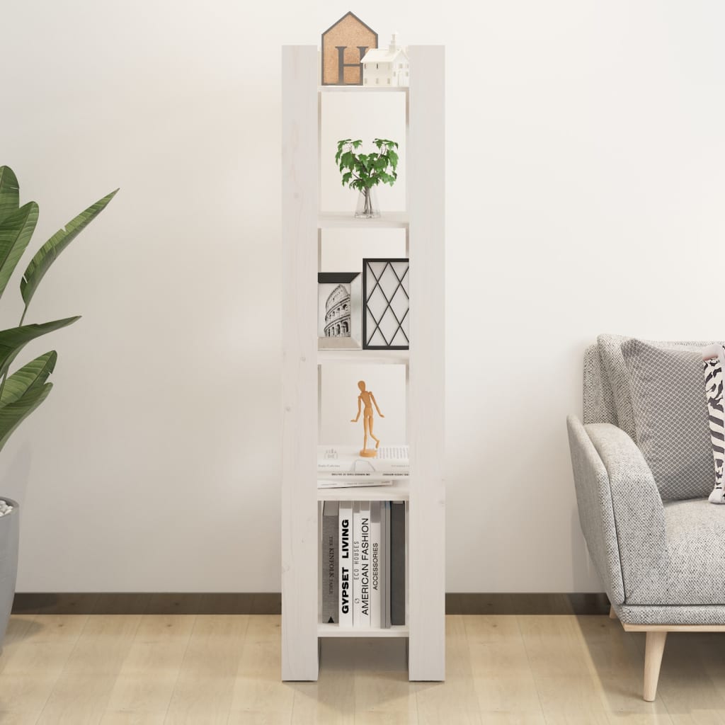 vidaXL Bibliotecă/Separator cameră, alb, 41x35x160 cm, lemn masiv pin