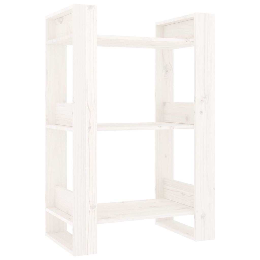 vidaXL Bibliotecă/Separator cameră, alb,60x35x91 cm, lemn masiv pin