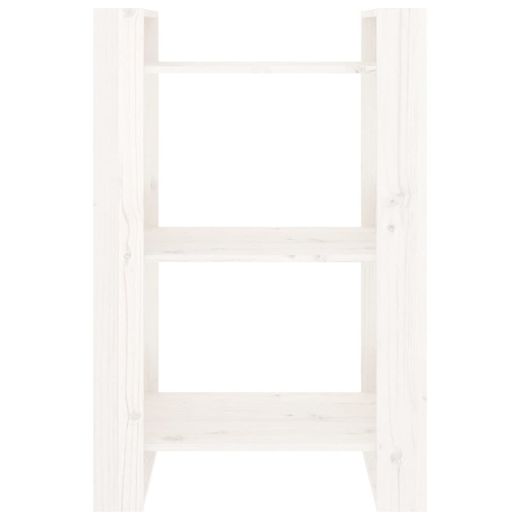 vidaXL Bibliotecă/Separator cameră, alb,60x35x91 cm, lemn masiv pin