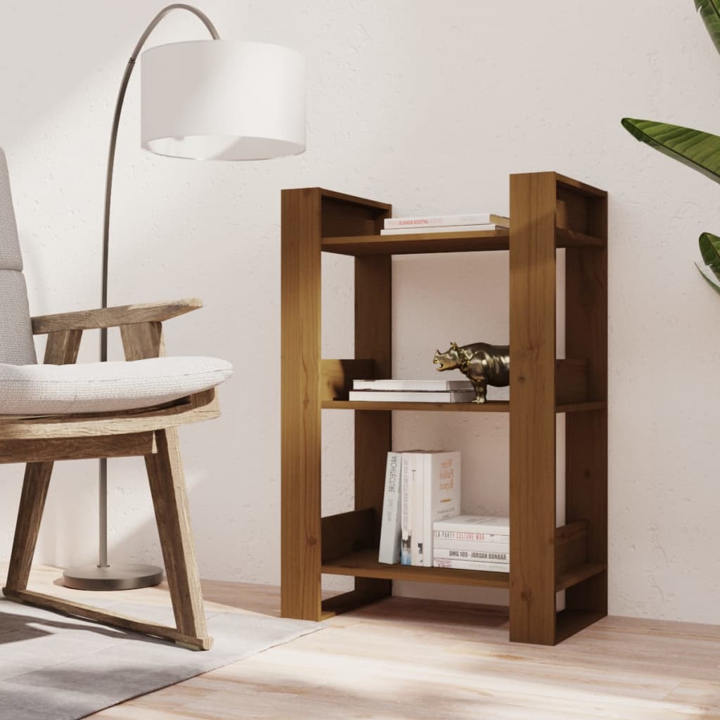 vidaXL Bibliotecă/Separator cameră, maro miere, 60x35x91 cm lemn pin vidaXL Bibliotecă/Separator cameră, maro miere, 60x35x91 cm lemn pin