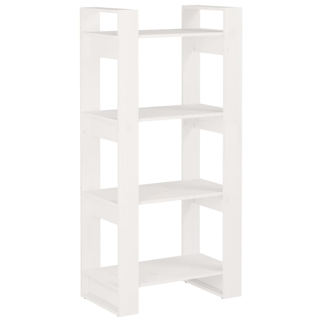 vidaXL Bibliotecă/Separator cameră,alb, 60x35x125 cm, lemn masiv pin vidaXL Bibliotecă/Separator cameră,alb, 60x35x125 cm, lemn masiv pin
