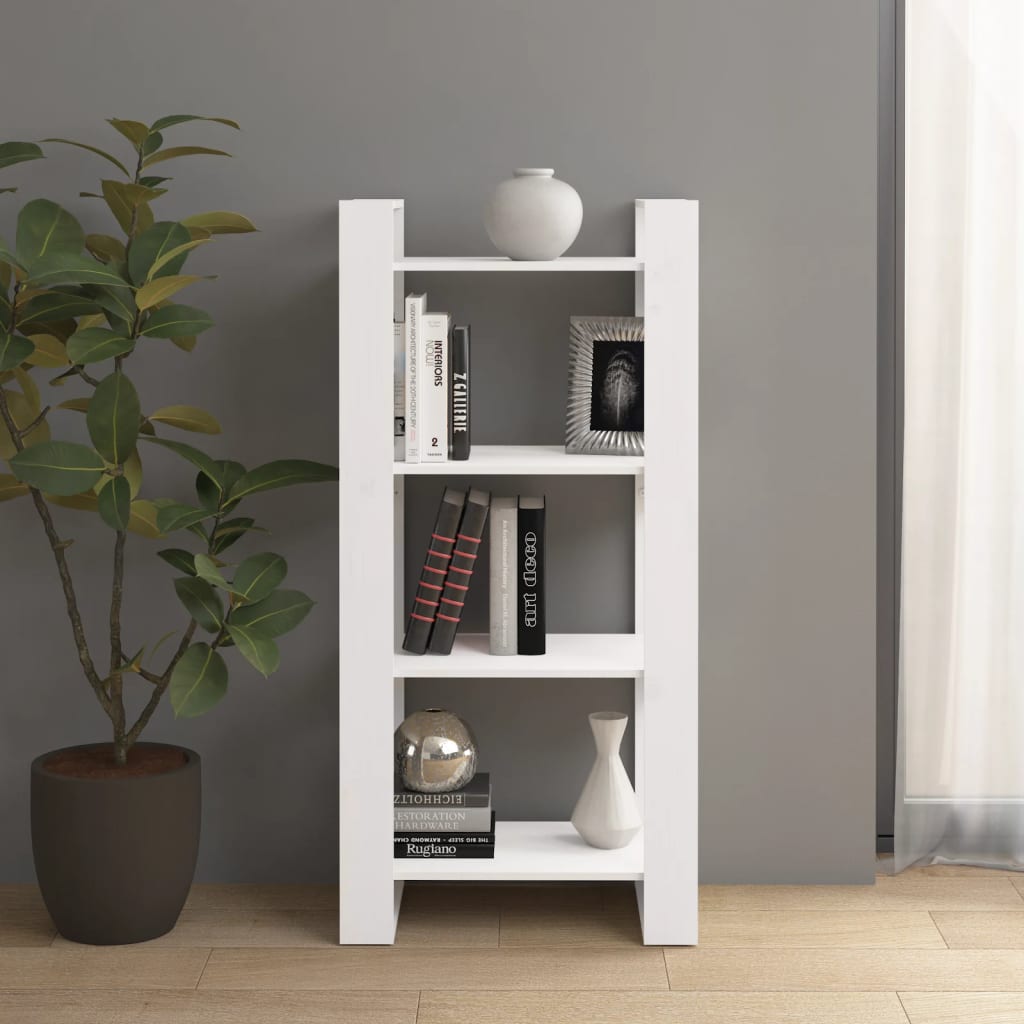 vidaXL Bibliotecă/Separator cameră,alb, 60x35x125 cm, lemn masiv pin vidaXL Bibliotecă/Separator cameră,alb, 60x35x125 cm, lemn masiv pin
