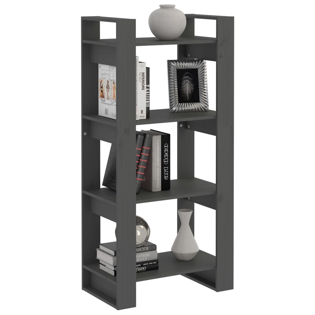 vidaXL Bibliotecă/Separator cameră,gri, 60x35x125 cm, lemn masiv pin vidaXL Bibliotecă/Separator cameră,gri, 60x35x125 cm, lemn masiv pin