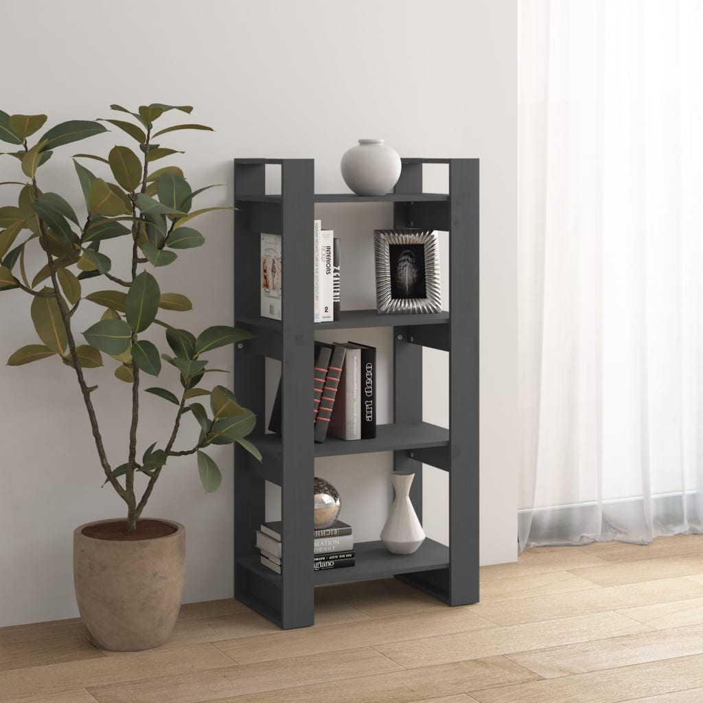 vidaXL Bibliotecă/Separator cameră,gri, 60x35x125 cm, lemn masiv pin vidaXL Bibliotecă/Separator cameră,gri, 60x35x125 cm, lemn masiv pin