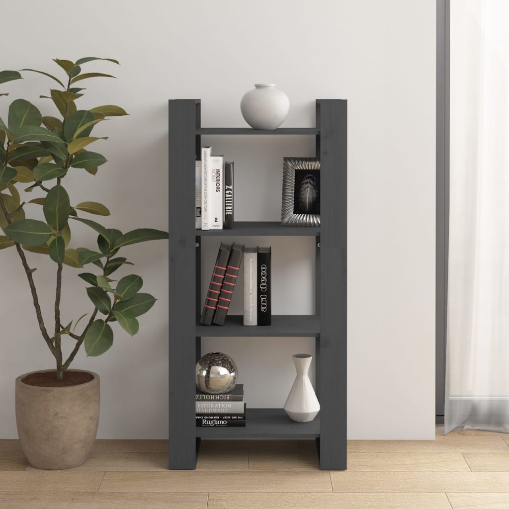 vidaXL Bibliotecă/Separator cameră,gri, 60x35x125 cm, lemn masiv pin vidaXL Bibliotecă/Separator cameră,gri, 60x35x125 cm, lemn masiv pin