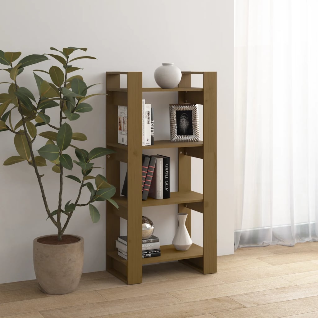 vidaXL Bibliotecă/Separator cameră maro miere 60x35x125 cm lemn masiv vidaXL Bibliotecă/Separator cameră maro miere 60x35x125 cm lemn masiv
