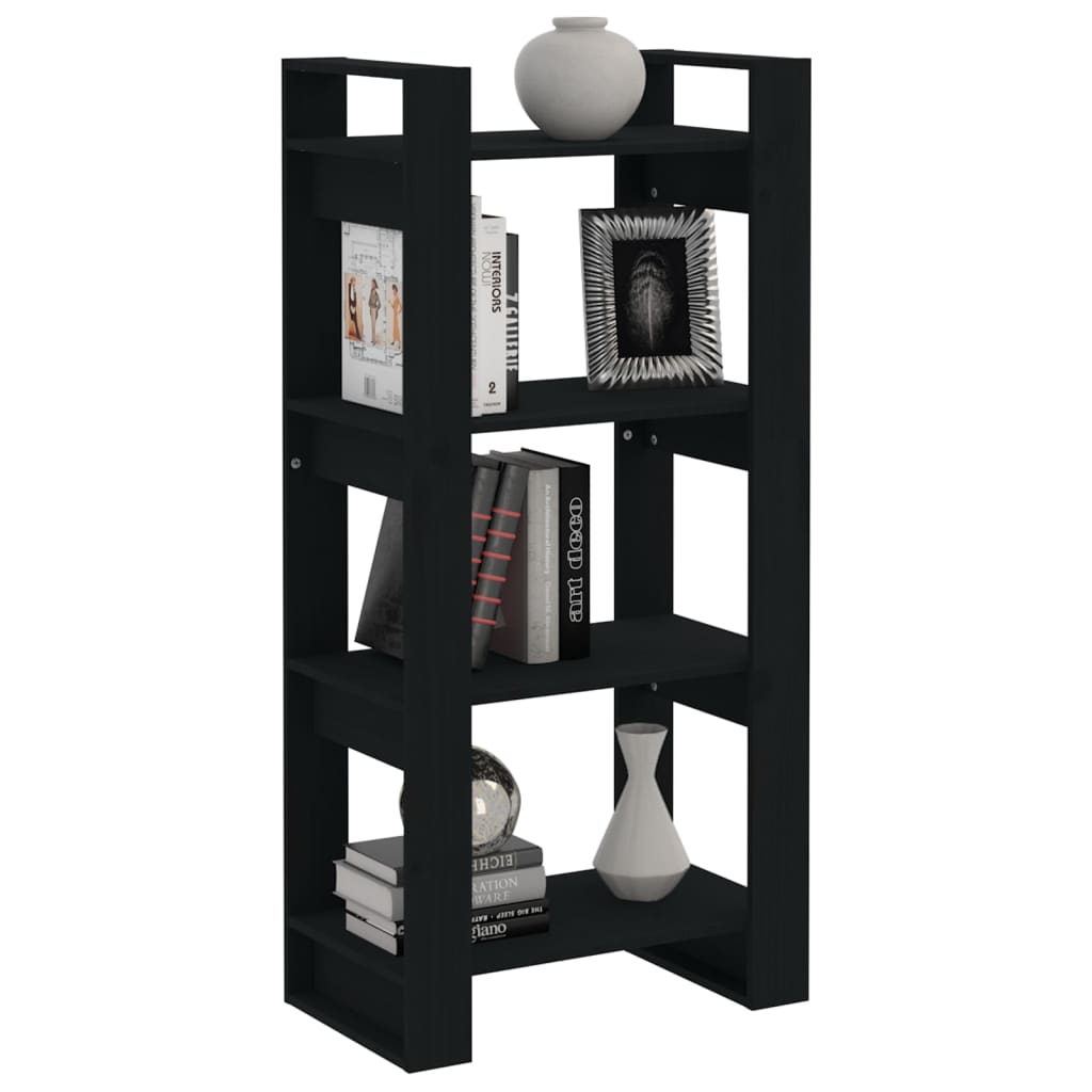 vidaXL Bibliotecă/Separator cameră,negru, 60x35x125 cm, lemn masiv pin vidaXL Bibliotecă/Separator cameră,negru, 60x35x125 cm, lemn masiv pin