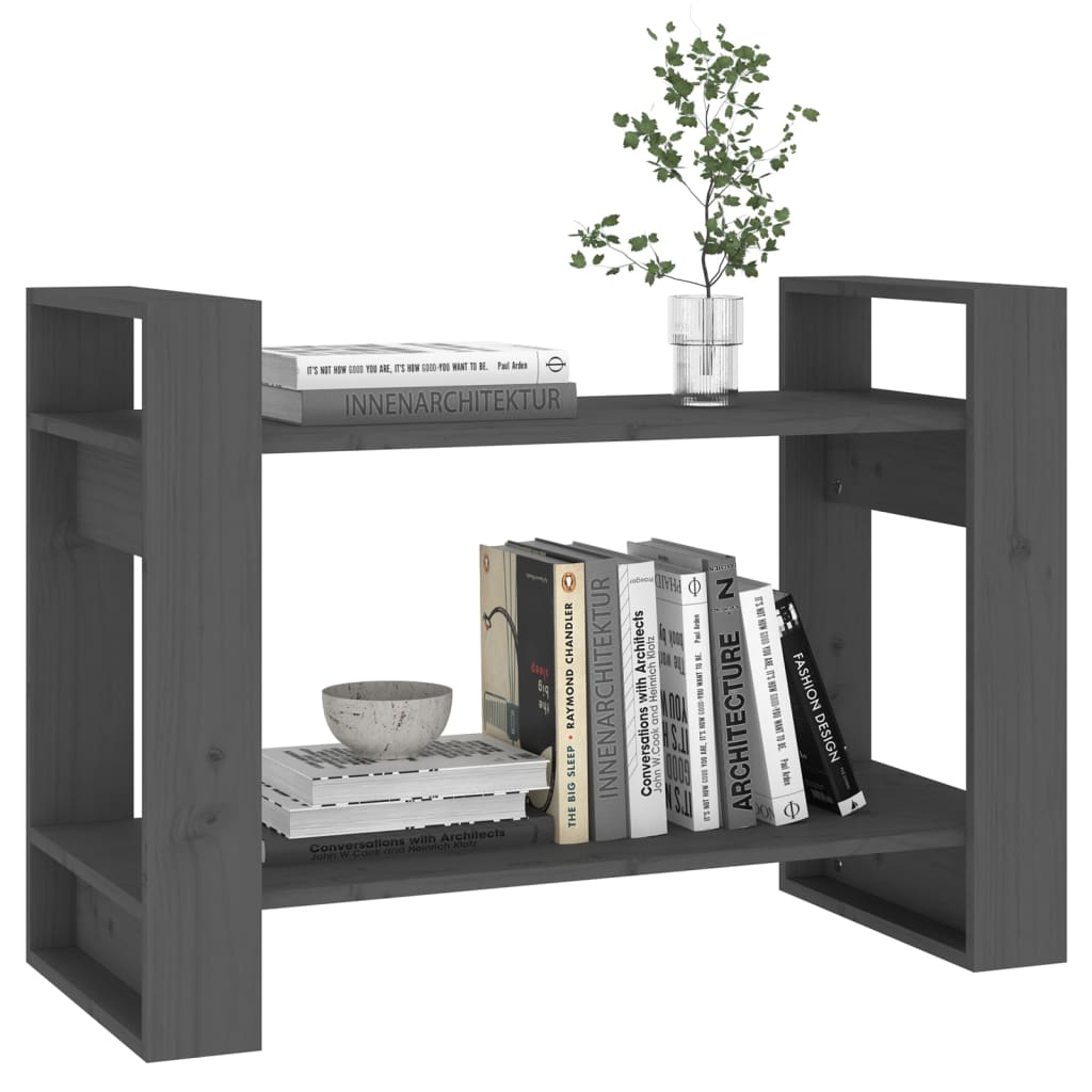 vidaXL Bibliotecă/Separator cameră, gri, 80x35x56,5 cm, lemn masiv pin vidaXL Bibliotecă/Separator cameră, gri, 80x35x56,5 cm, lemn masiv pin
