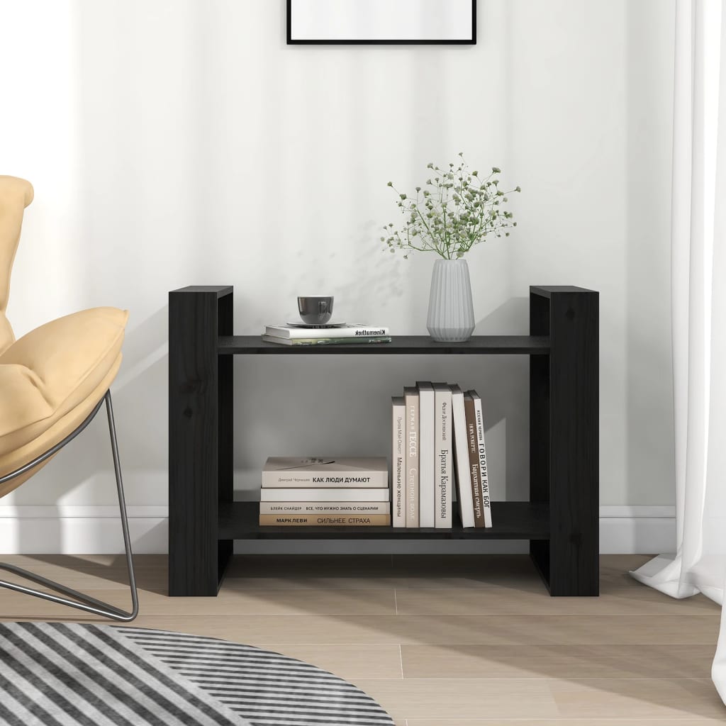 vidaXL Bibliotecă/Separator cameră negru 80x35x56,5 cm lemn masiv pin