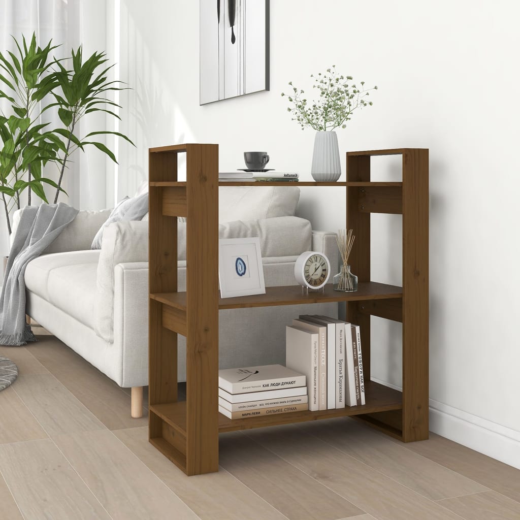 vidaXL Bibliotecă/Separator cameră, maro miere, 80x35x91 cm, lemn pin vidaXL Bibliotecă/Separator cameră, maro miere, 80x35x91 cm, lemn pin