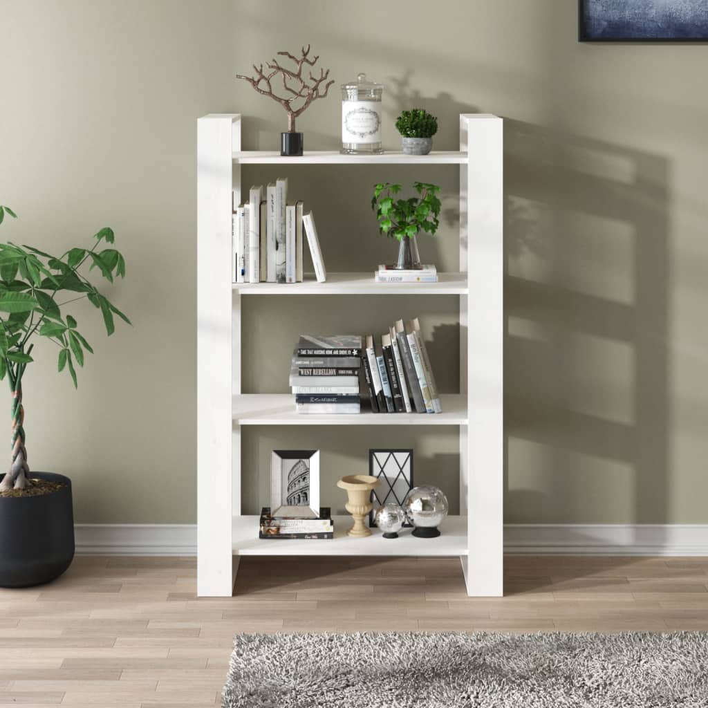 vidaXL Bibliotecă/Separator cameră, alb, 80x35x125 cm, lemn masiv pin