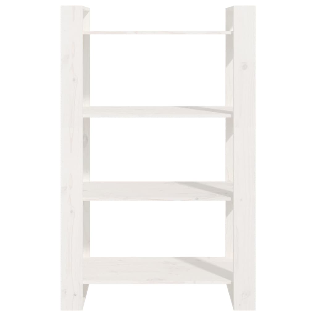 vidaXL Bibliotecă/Separator cameră, alb, 80x35x125 cm, lemn masiv pin