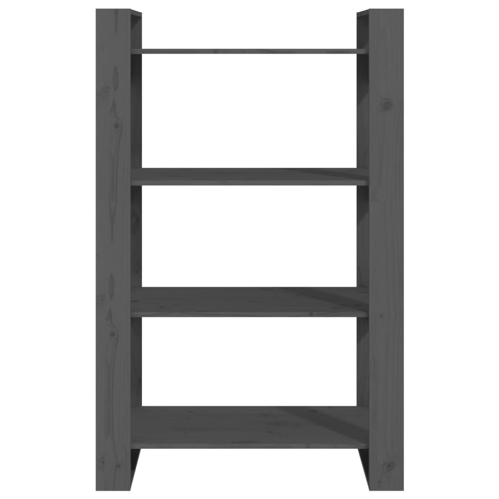 vidaXL Bibliotecă/Separator cameră, gri, 80x35x125 cm, lemn masiv pin vidaXL Bibliotecă/Separator cameră, gri, 80x35x125 cm, lemn masiv pin