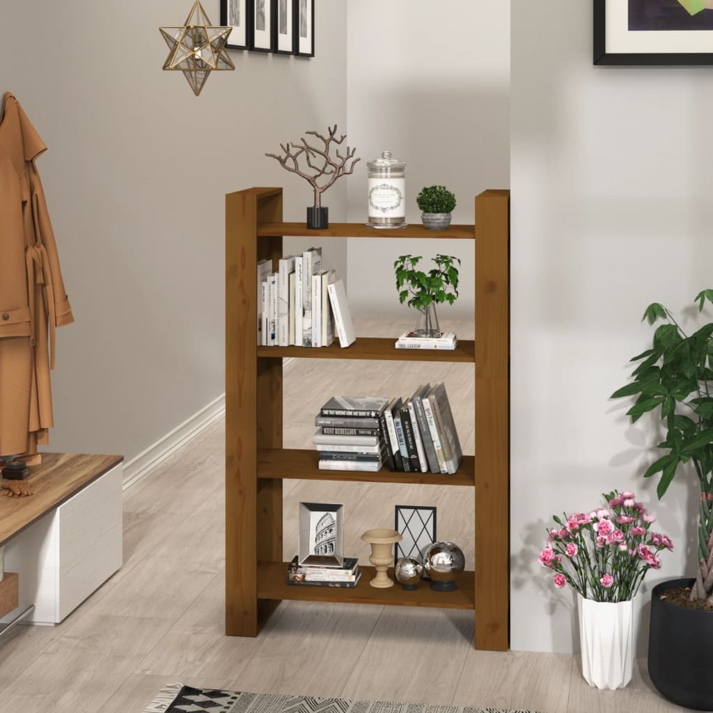 vidaXL Bibliotecă/Separator cameră maro miere 80x35x125 cm lemn masiv vidaXL Bibliotecă/Separator cameră maro miere 80x35x125 cm lemn masiv