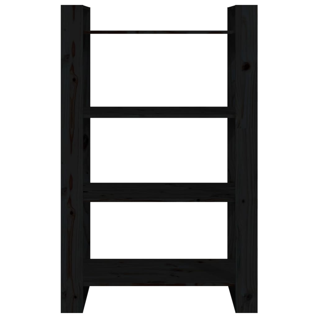 vidaXL Bibliotecă/Separator cameră negru 80x35x125 cm lemn masiv pin vidaXL Bibliotecă/Separator cameră negru 80x35x125 cm lemn masiv pin