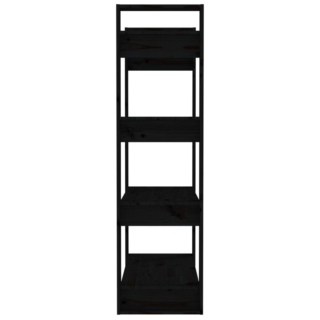 vidaXL Bibliotecă/Separator cameră negru 80x35x125 cm lemn masiv pin vidaXL Bibliotecă/Separator cameră negru 80x35x125 cm lemn masiv pin