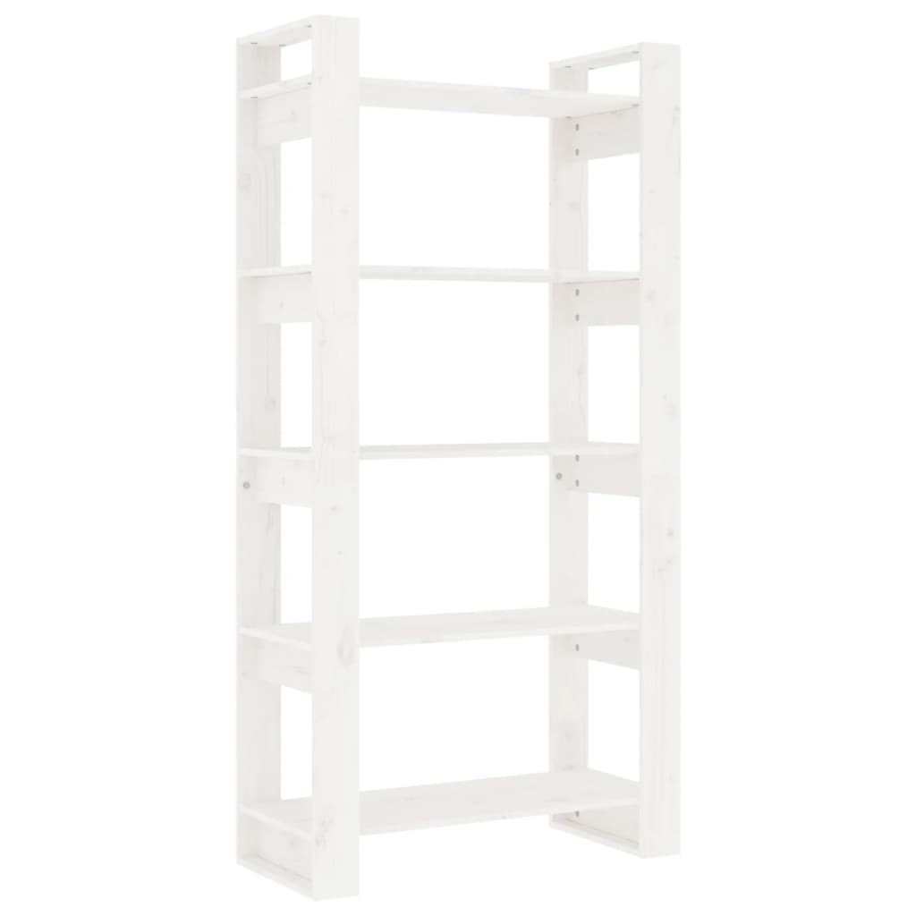 vidaXL Bibliotecă/Separator cameră, alb, 80x35x160 cm, lemn masiv pin