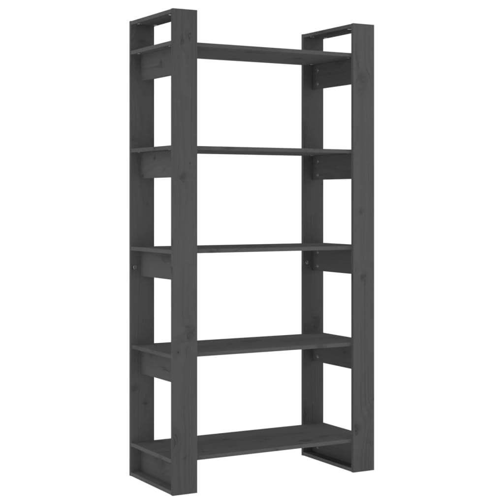 vidaXL Bibliotecă/Separator cameră, gri, 80x35x160 cm, lemn masiv pin vidaXL Bibliotecă/Separator cameră, gri, 80x35x160 cm, lemn masiv pin