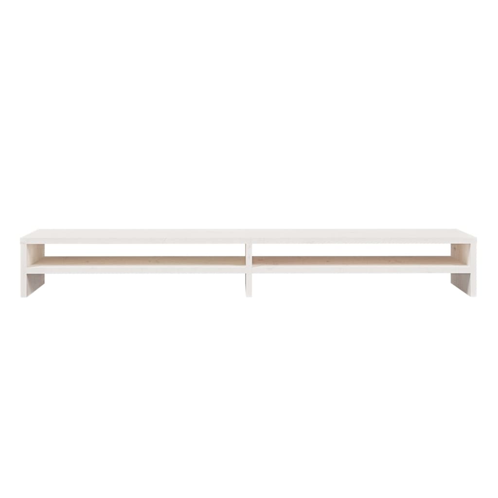 vidaXL Stand pentru monitor, alb, 100x24x13 cm, lemn masiv de pin